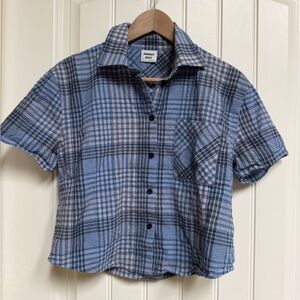 Sunday Best Blue Plaid Lightweight Cotton Short Sleeve Shirt. Size S